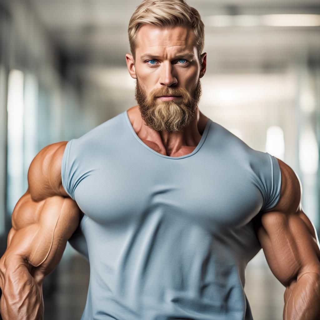 Massive Bodybuilder Flexing Portrait in High Definition