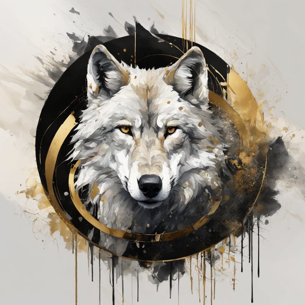 Wise Wolf Pack Leads Across Tundra in Magickal Realism