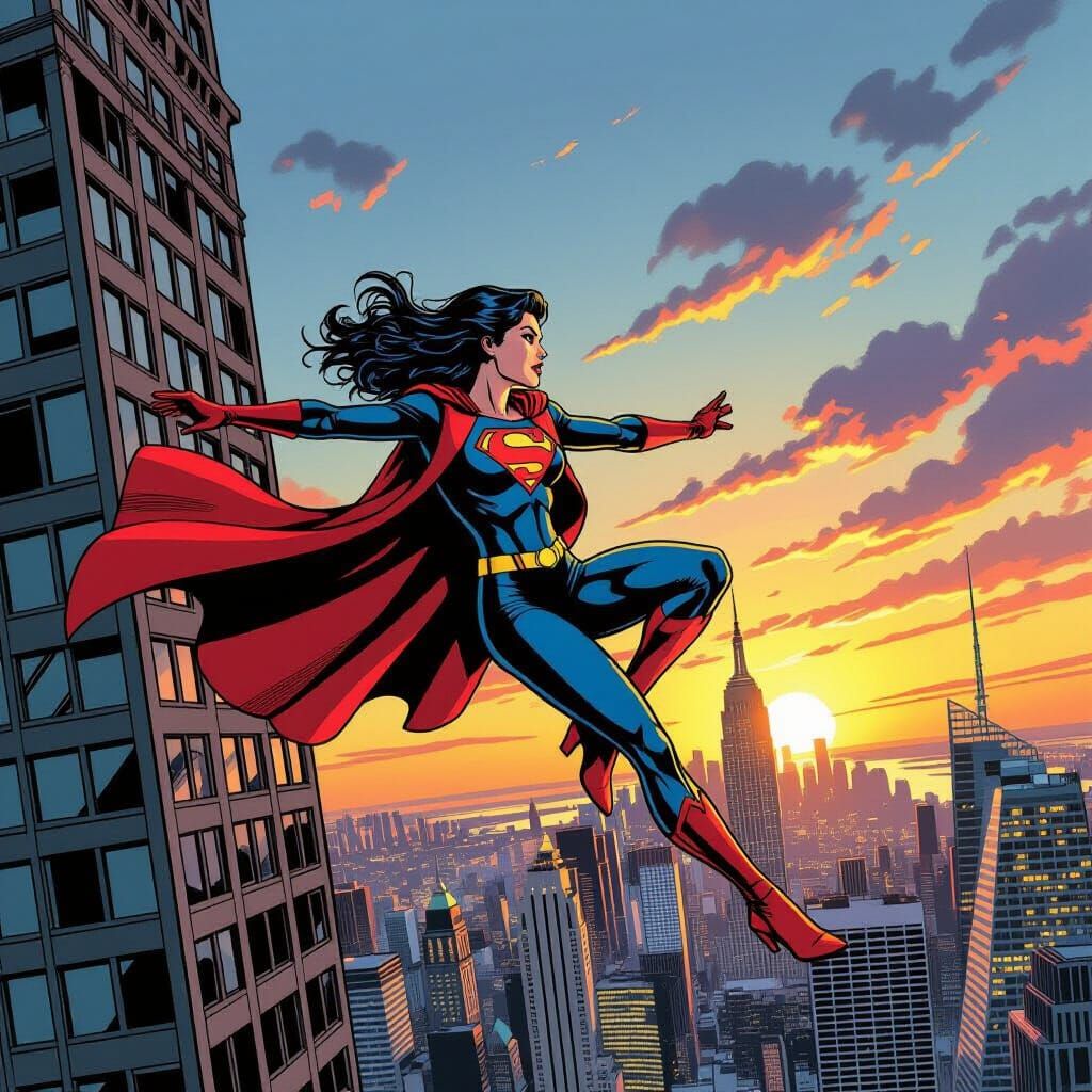 Lois Lane's High Fashion Fall in Comic Style Art