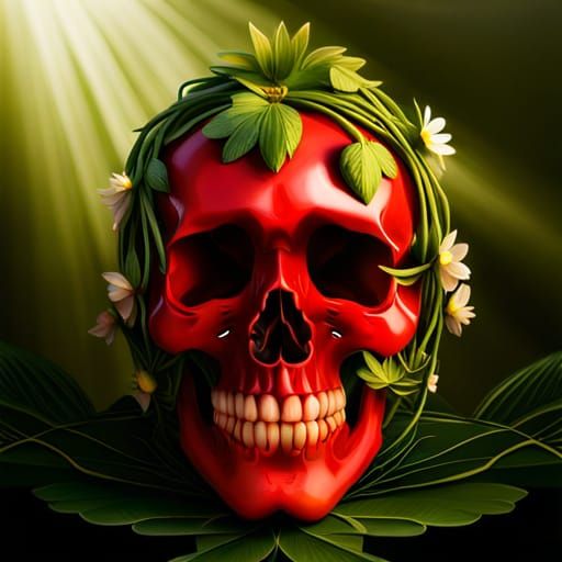 Strawberry Skull in Baroque Photorealistic Style