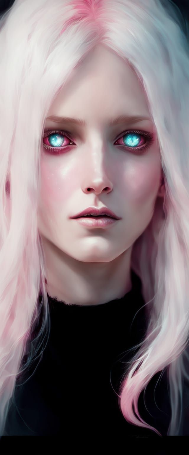 Dark Fantasy Character with Glowing Pink Eyes