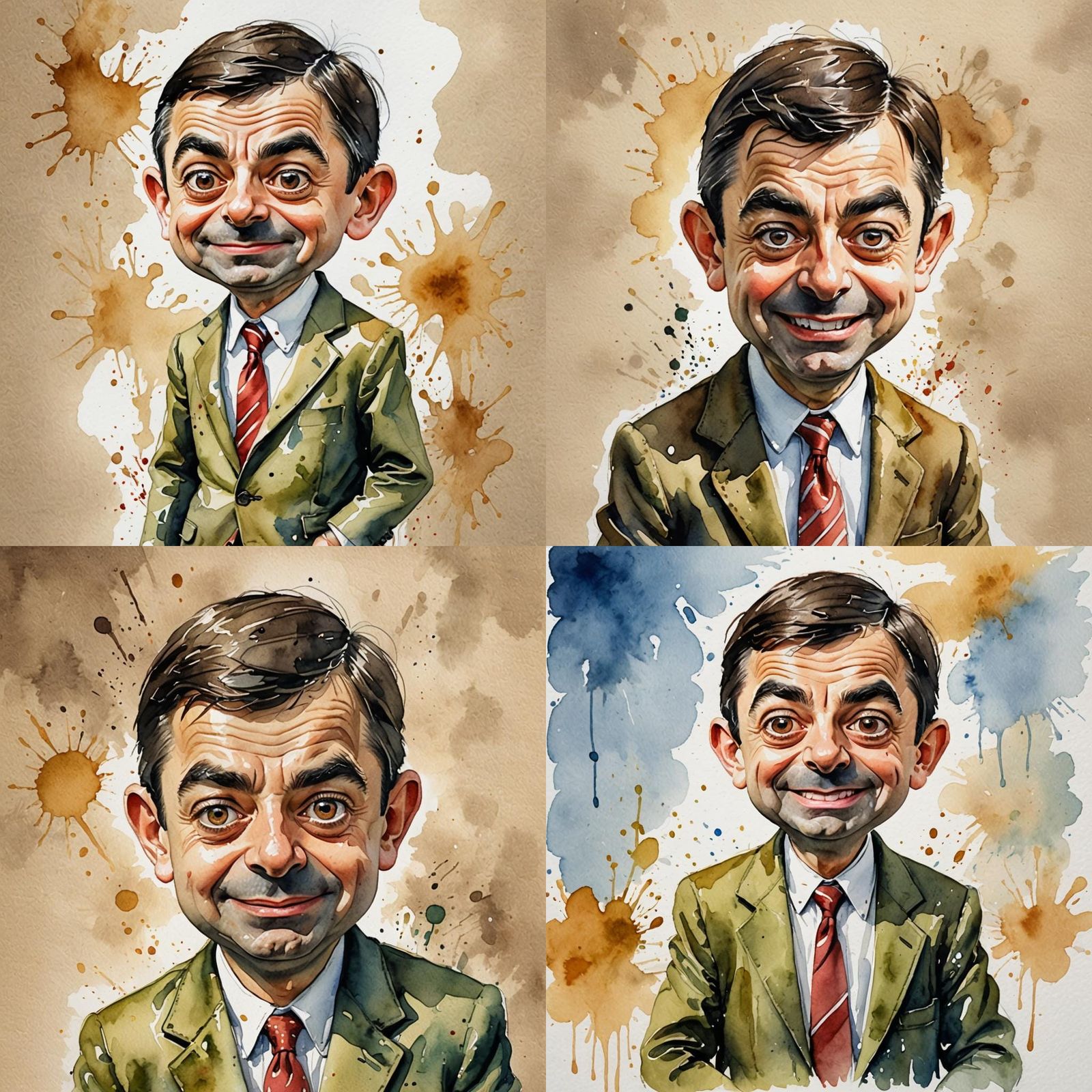 Mr. Bean Caricature as Watercolor Painting