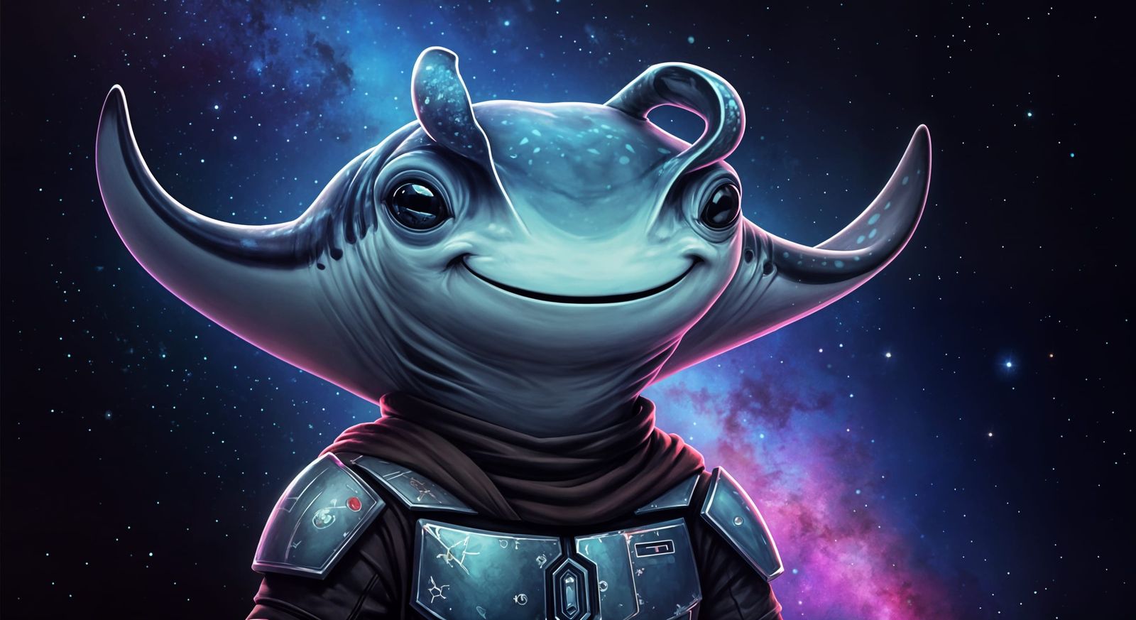 The Mandalorian Manta Ray in Outer Space
