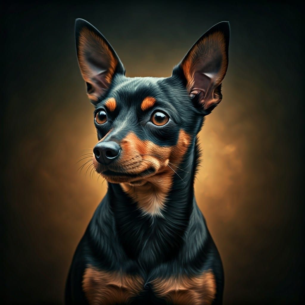 Miniature Pinscher Portrait in Hyperrealistic Cinematic Styl...