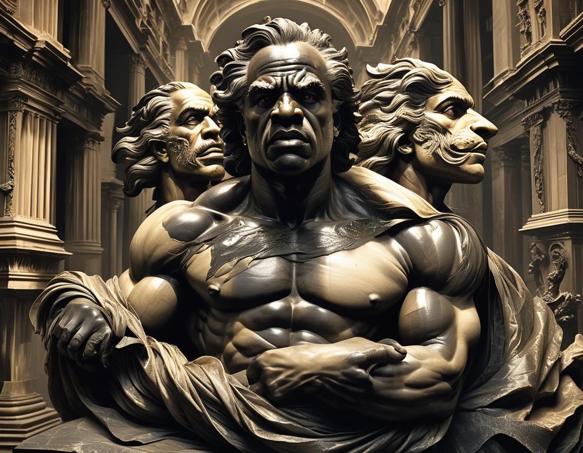 Surreal Portrait with Intricate Textures and Dramatic Lighti...