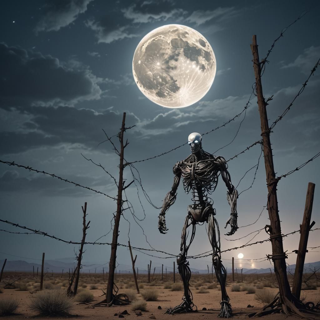 Defiant Giant in Desolate Desert Landscape