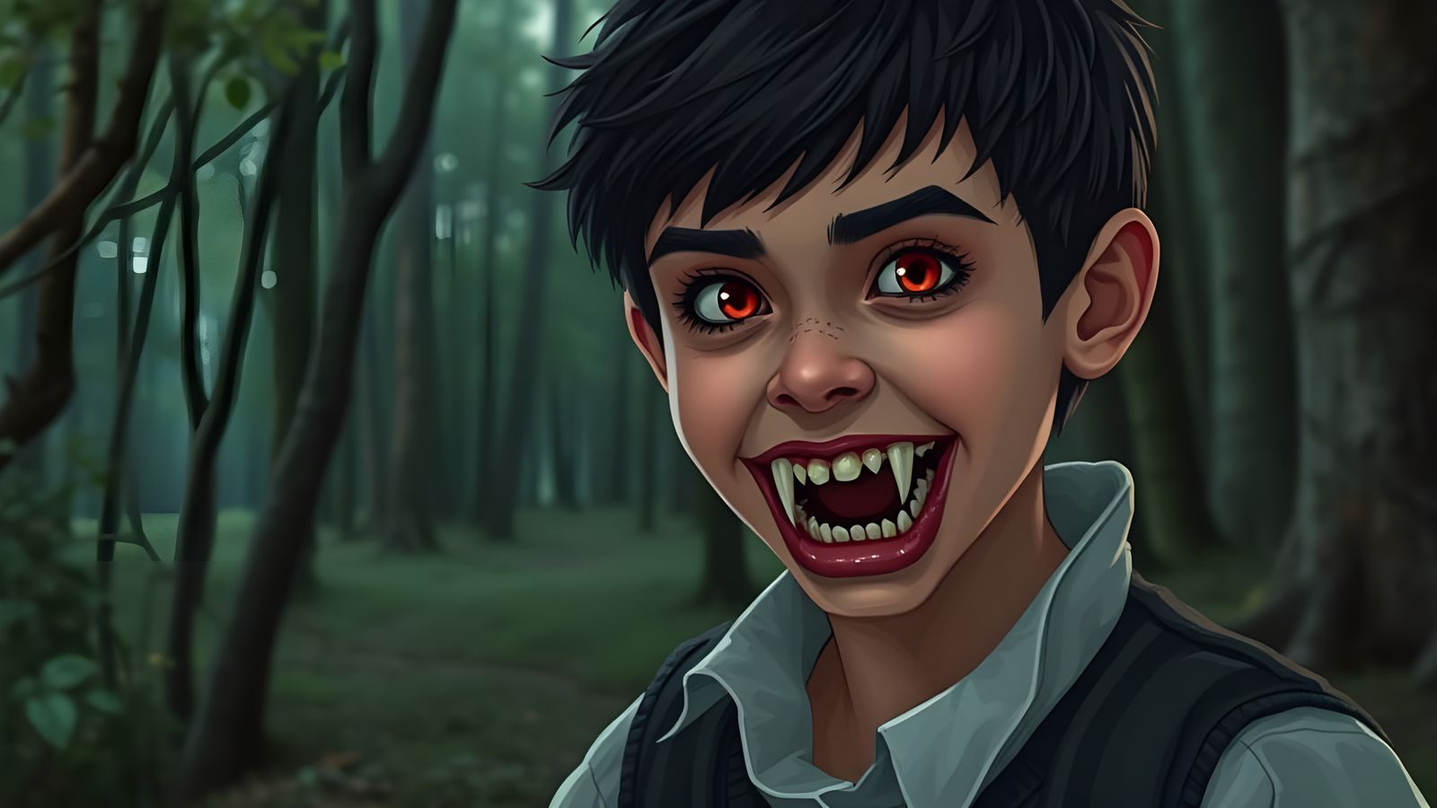 Vampire Boy Graphic Art in Ancient Attire