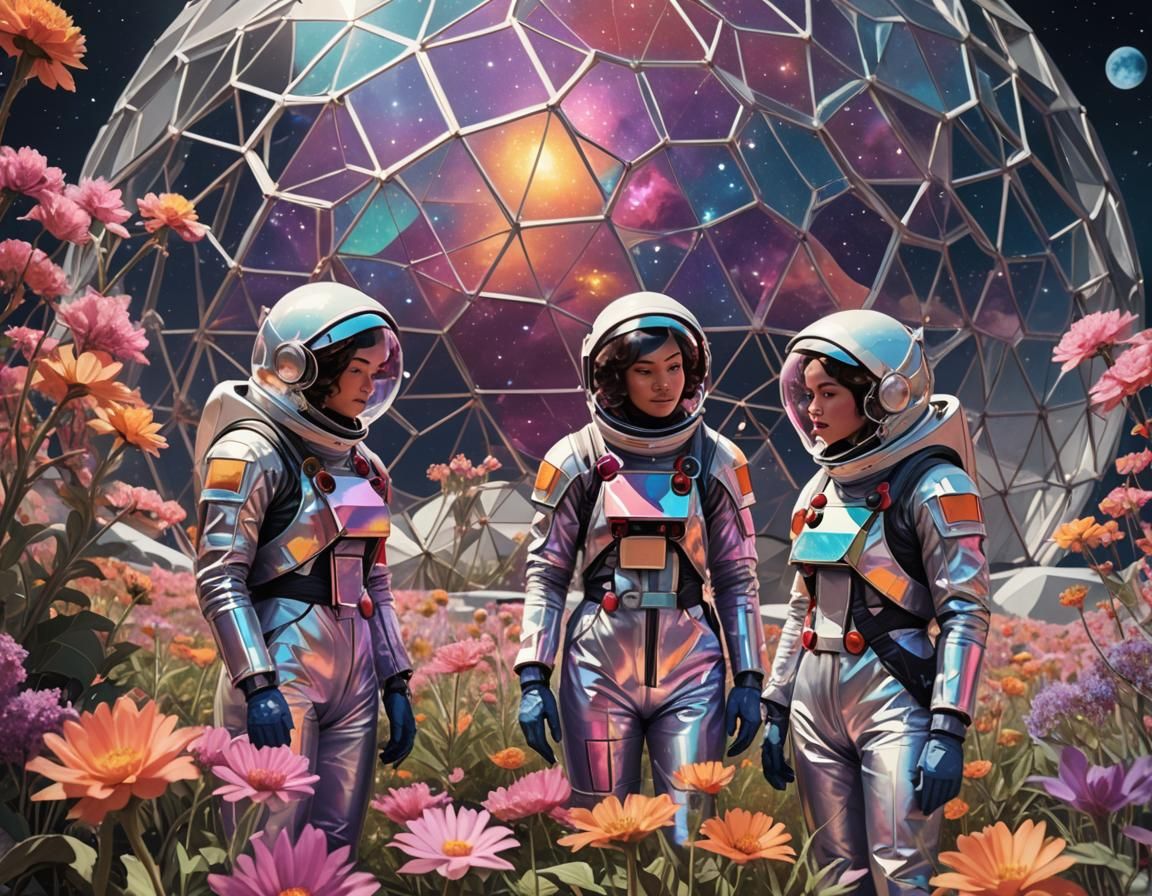 Lunar Garden: Spacecatsuits in Geodesic Dome Concept Art