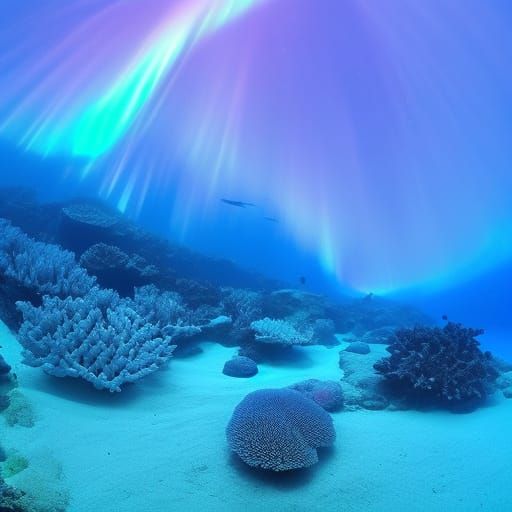 Enchanted Underwater Forest Bathed in Mystical Blue Light