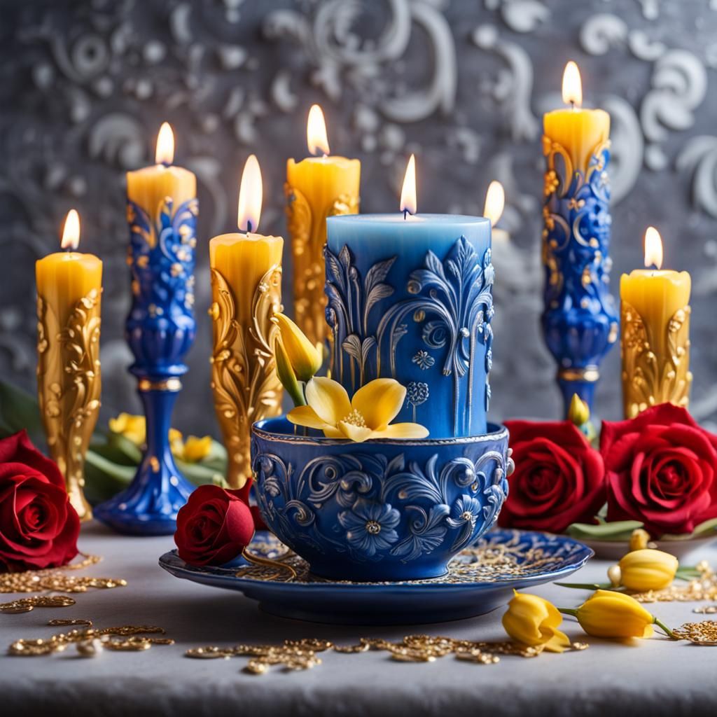 Luxury Candle Arrangement in Hyperrealistic Photography