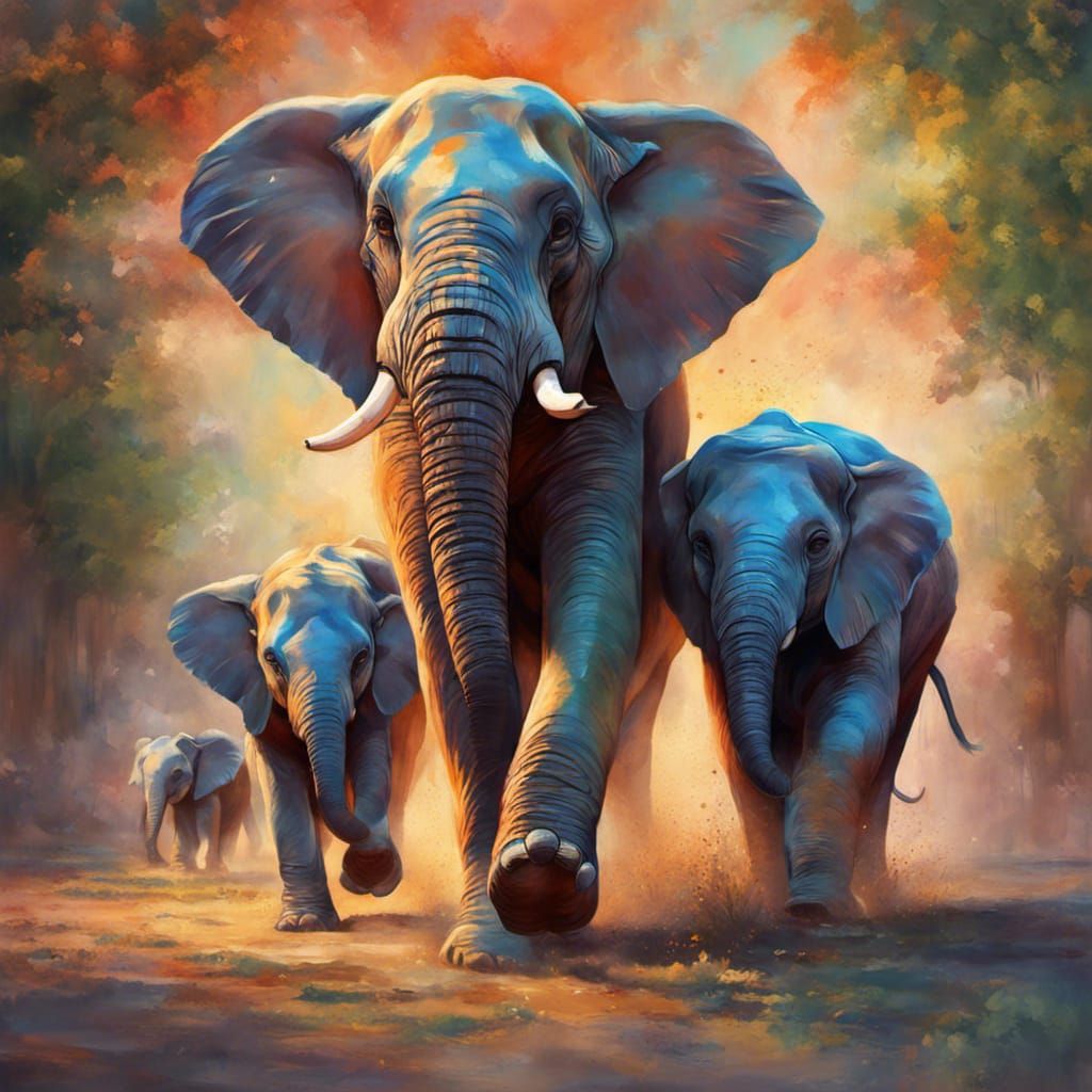 Elephants in Suits Running from Mouse