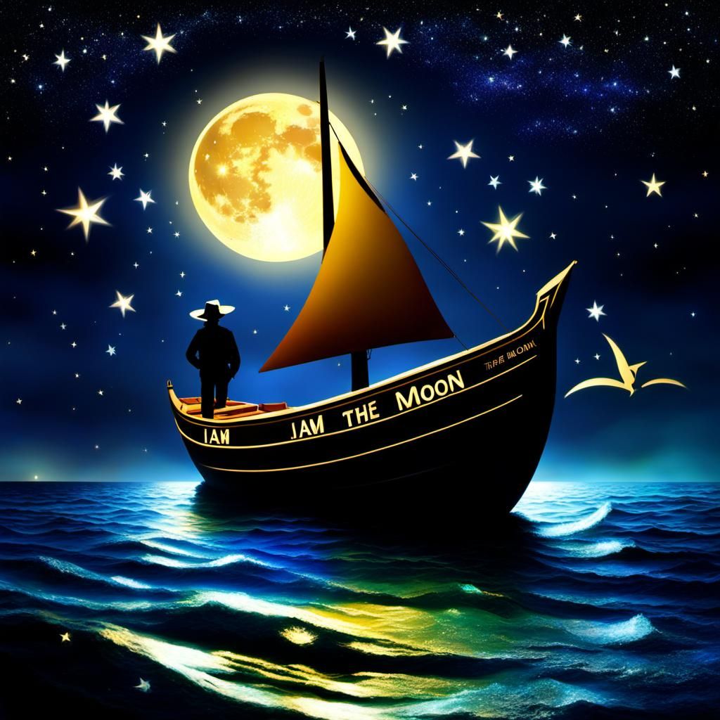 Glowing Moonlit Starry Night with Luminous Mermaids