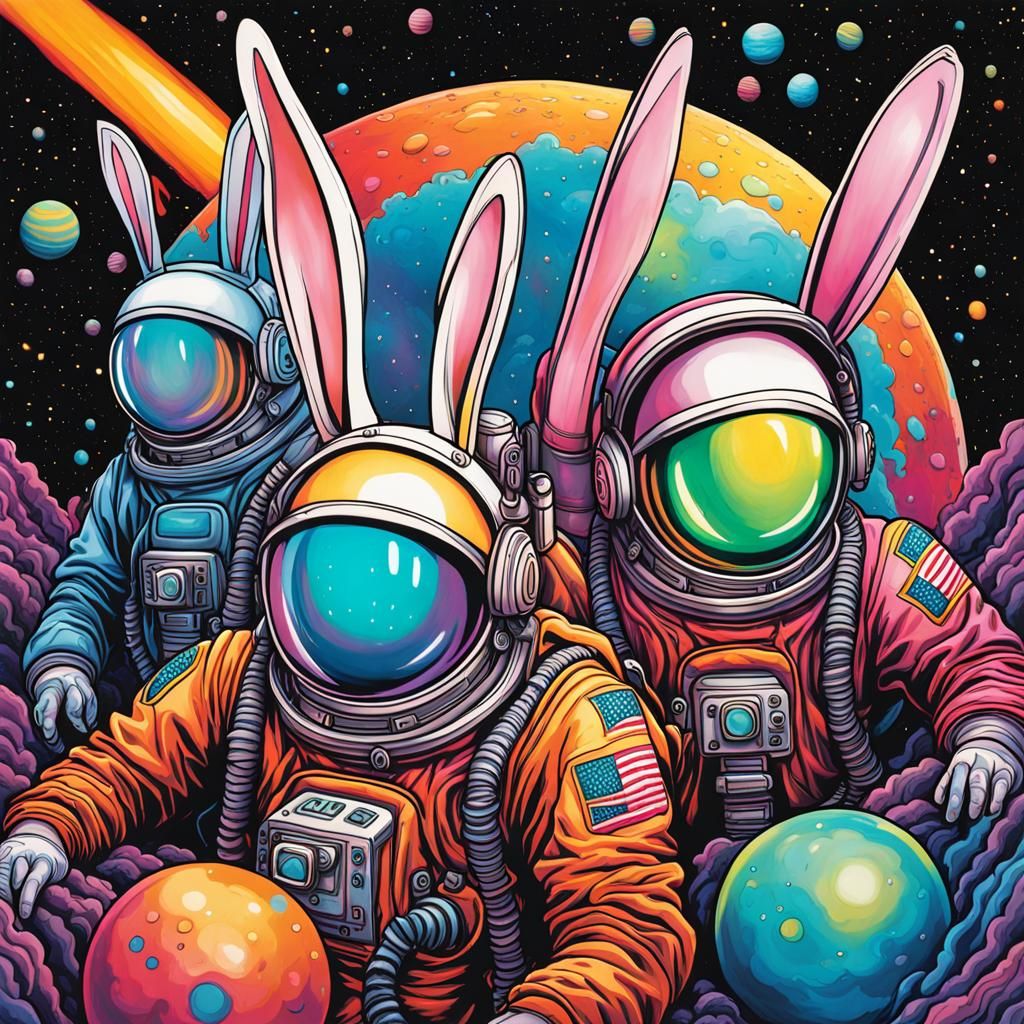 Rabbits in Spacesuits: A Colorful Space Adventure