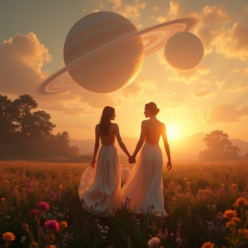 Cosmic Idyll Scene in Dreamlike Harmony