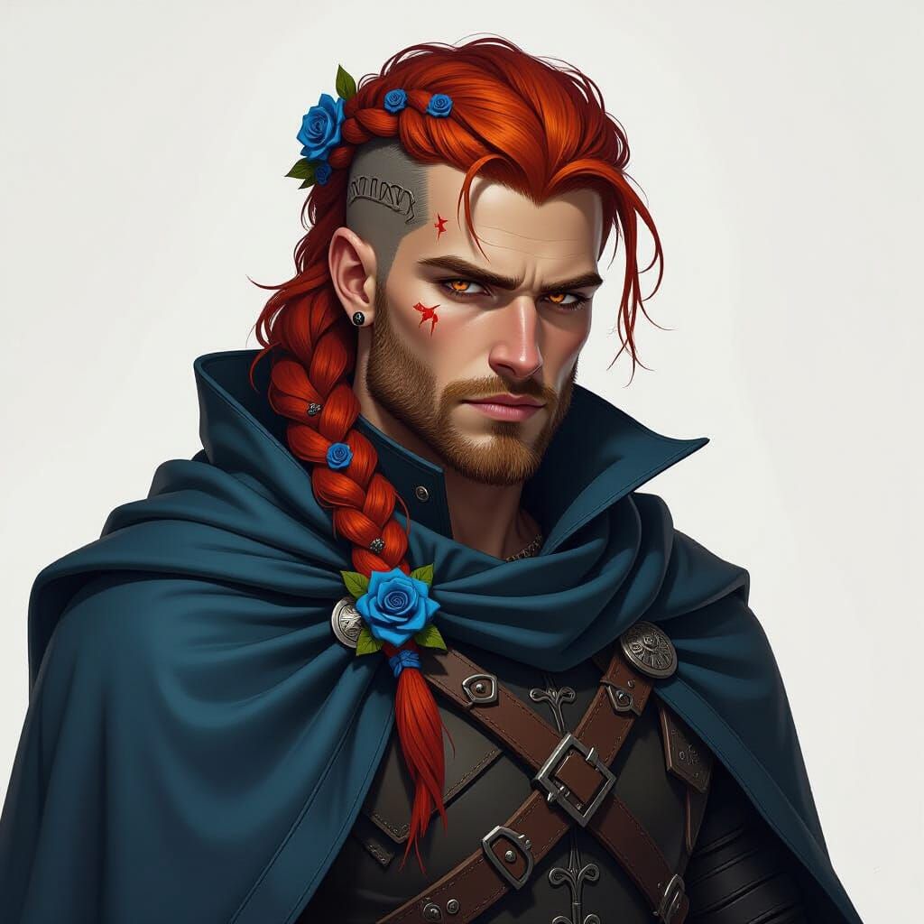 Fantasy Warrior with Runes and Roses