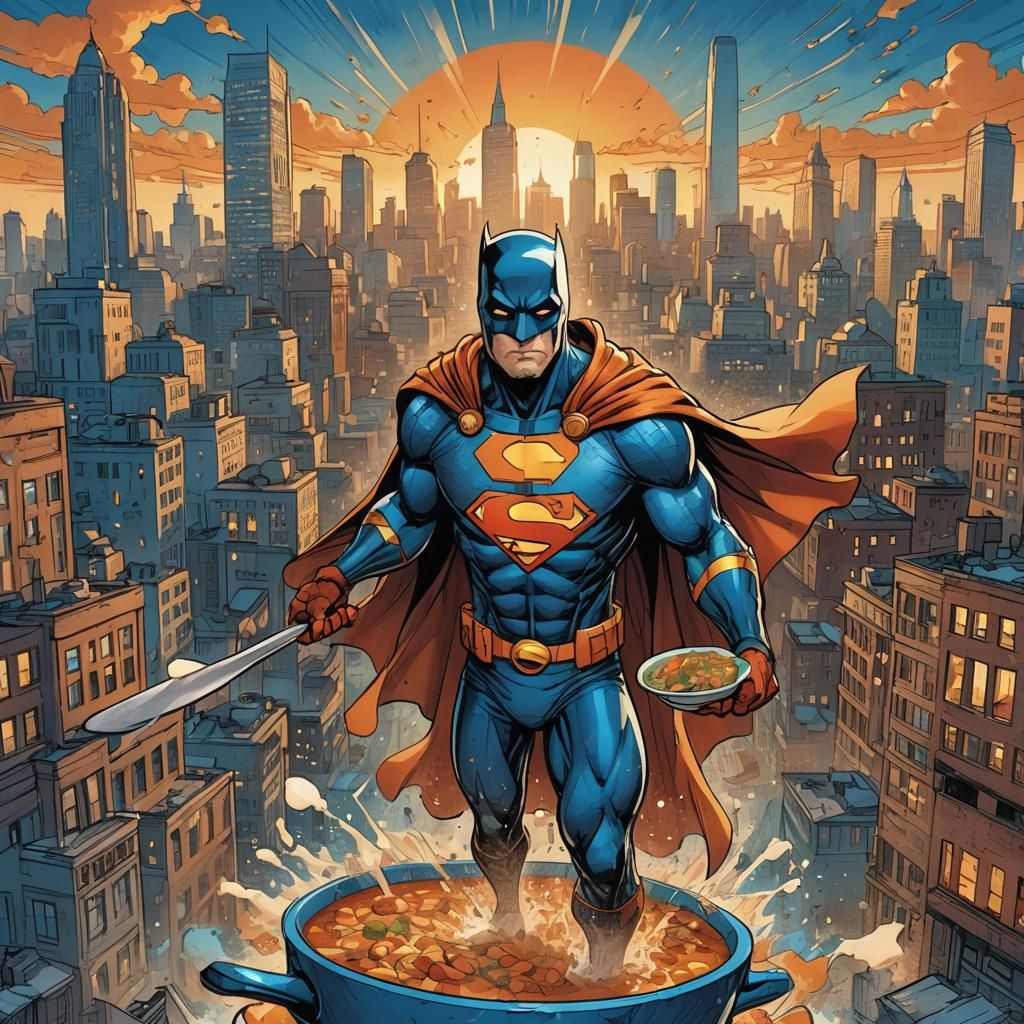 Soup Superhero in Comic Book Style