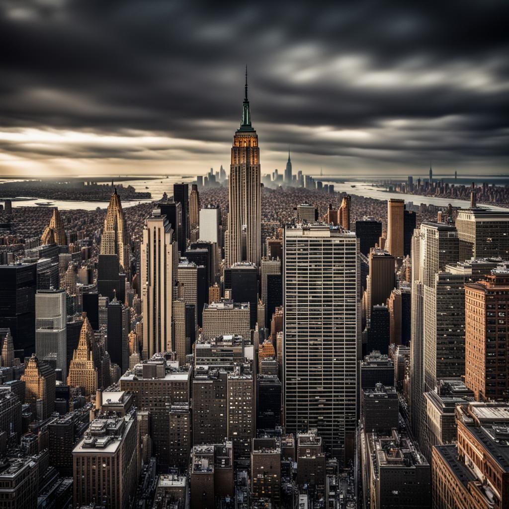 Hyperrealistic New York City Skyline at Night