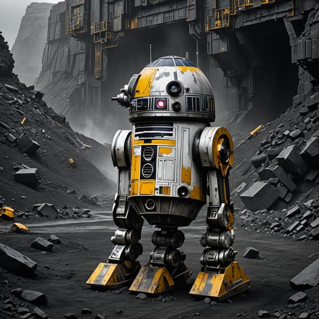 Astromech Droid at Coal Mine: Detailed Matte Painting