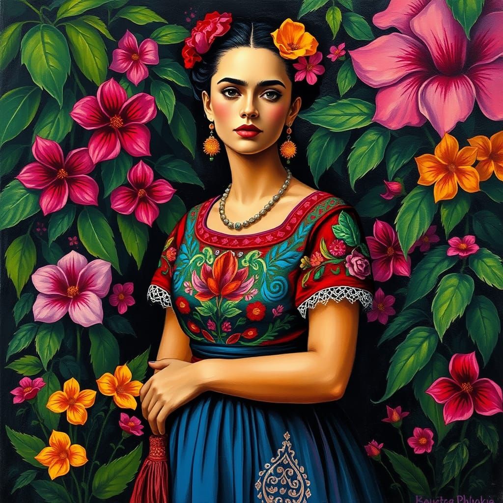 Emotive Portrait in Naive Art Style