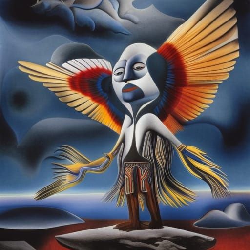 Native American Thunderbird vision quest, Thunderbbird appears to a Native American In full regalia ,Native American on ...