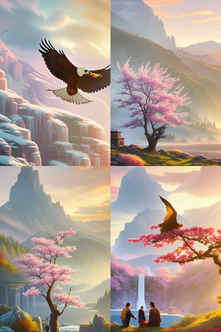 Armored Eagle Soaring at Sunset: Stylized Digital Art