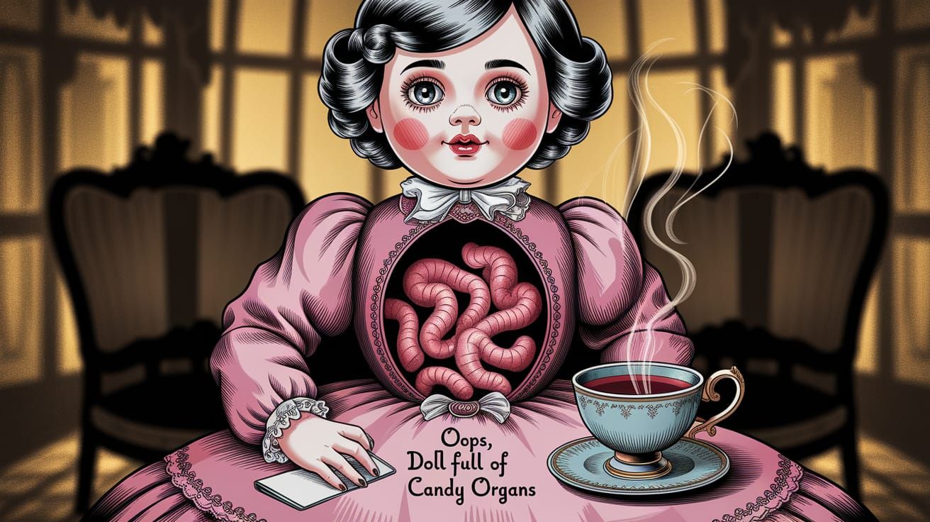 Victorian Doll with Candy Organs Illustration