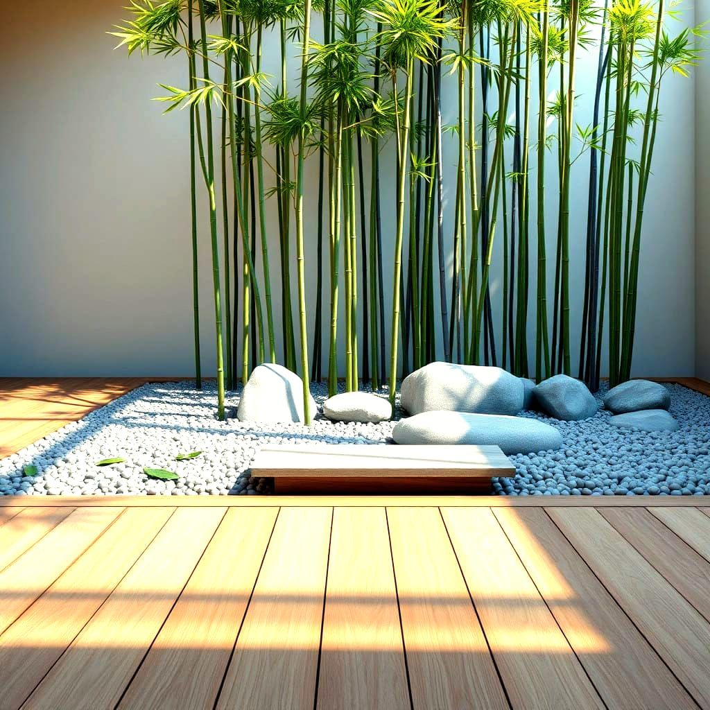 Modern Indoor Zen Garden with Bamboo and Natural Elements