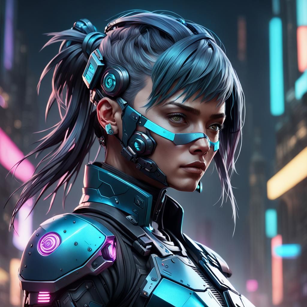 Cyberpunk Ninja Portrait in High Resolution