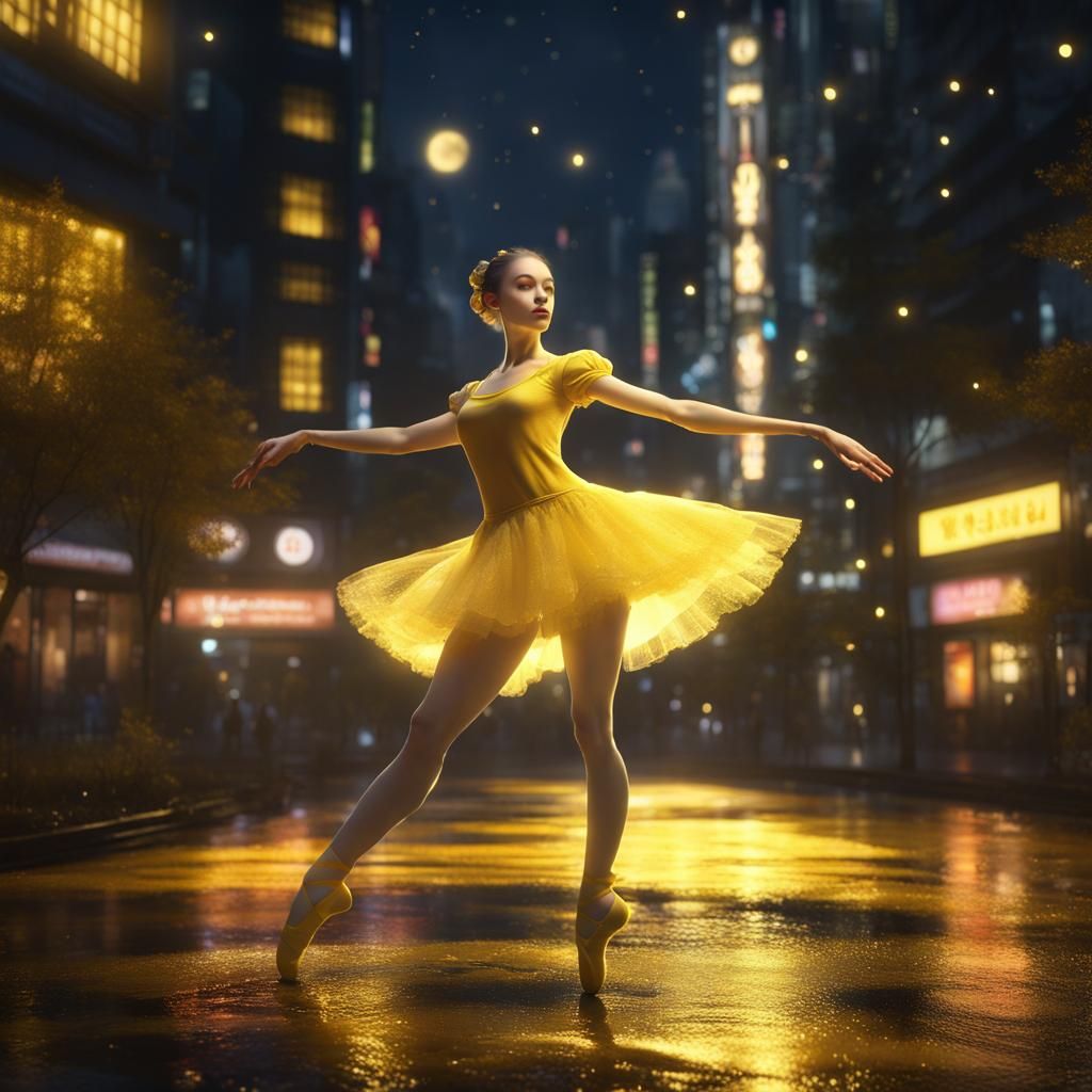 ballerina in yellow plaid in tokyo