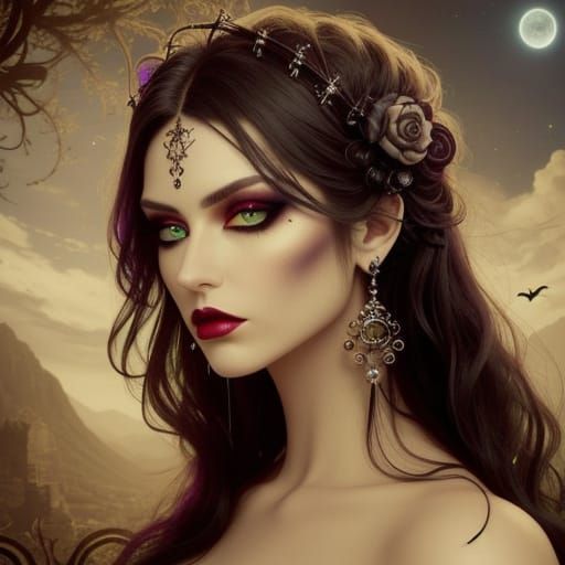 Gothic Emo Goddess in Deep Space