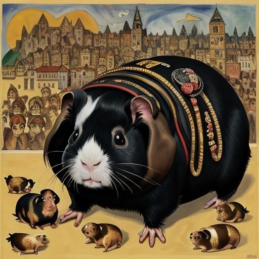 Surreal Guinea Pig Rock Star Portrait