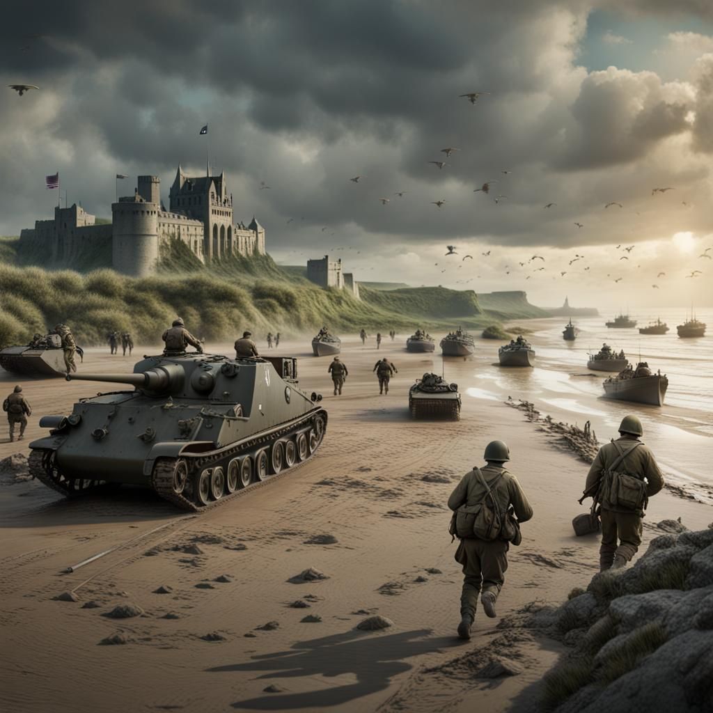 D-Day Normandy Landing: Detailed Matte Painting