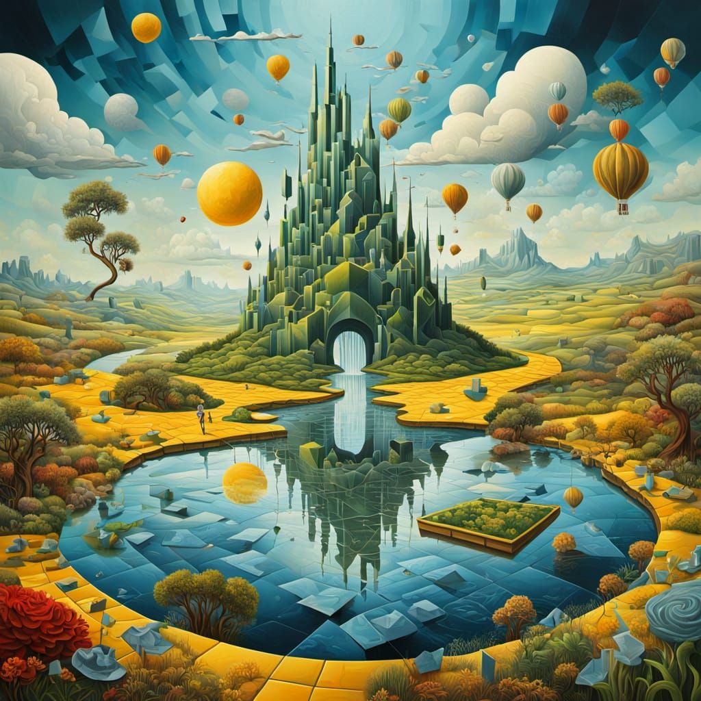 Surreal Wizard of Oz Landscape in Vibrant Colors