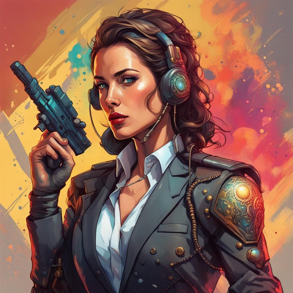 Beautiful Secret Agent in Detailed Splash Art