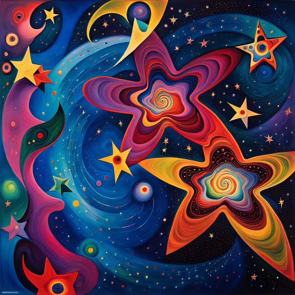 Abstract Geometric Starscape: A Dreamy Oil Painting