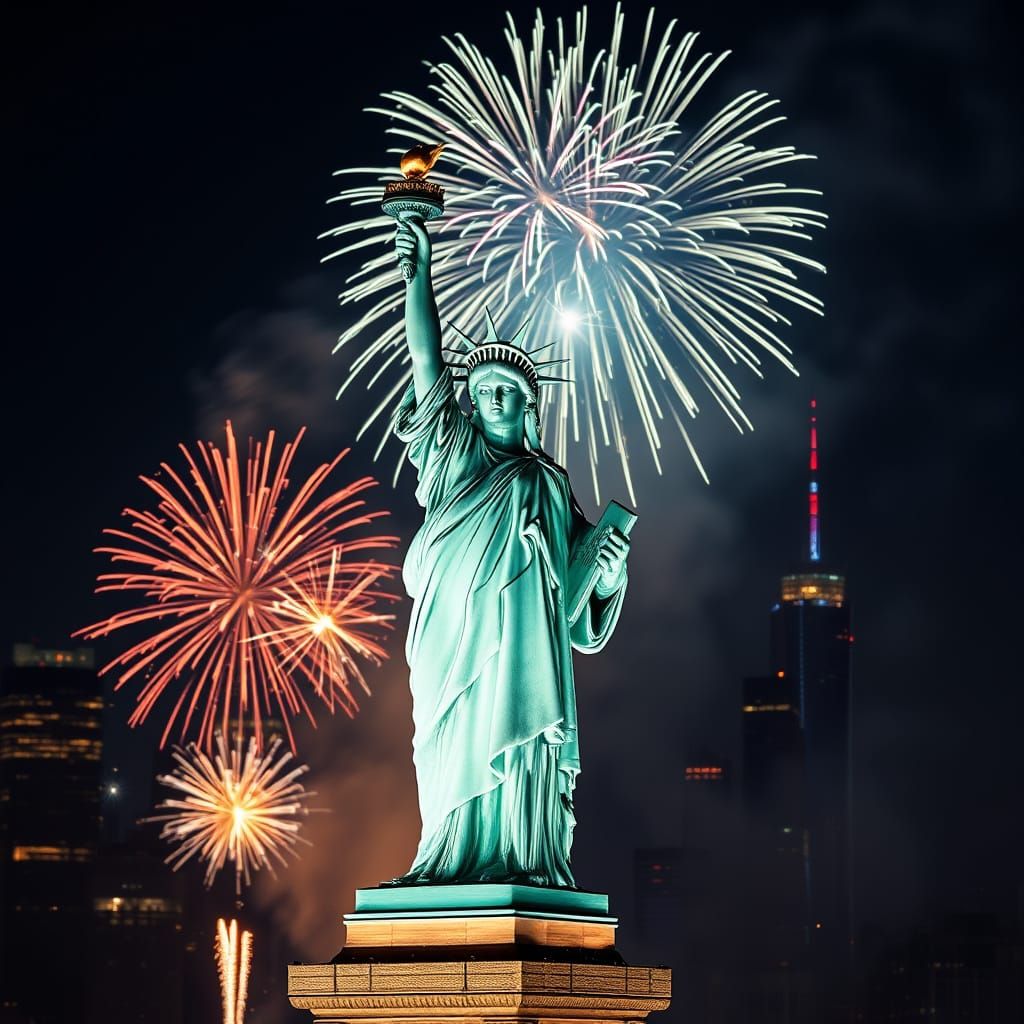 Statue of Liberty Fireworks Display in New York