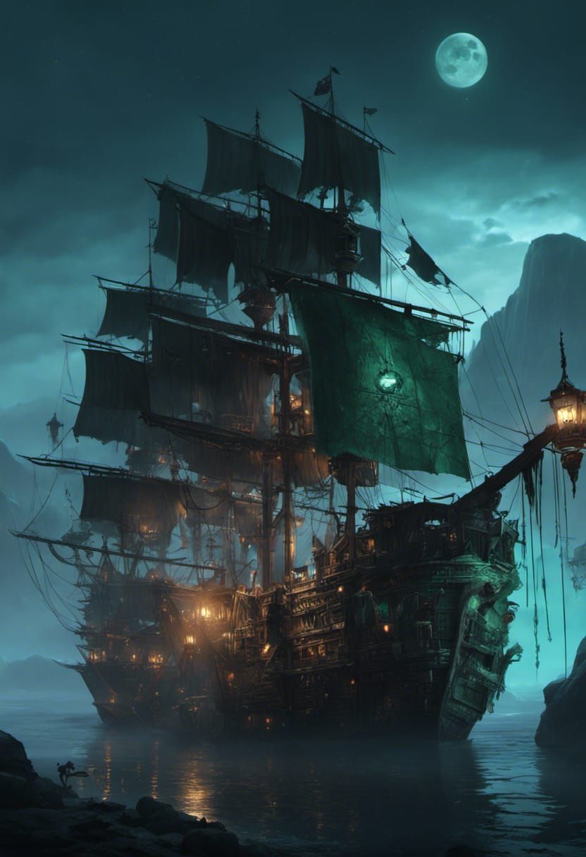 Intricate Pirate Hideout in Ghostly Shipwreck