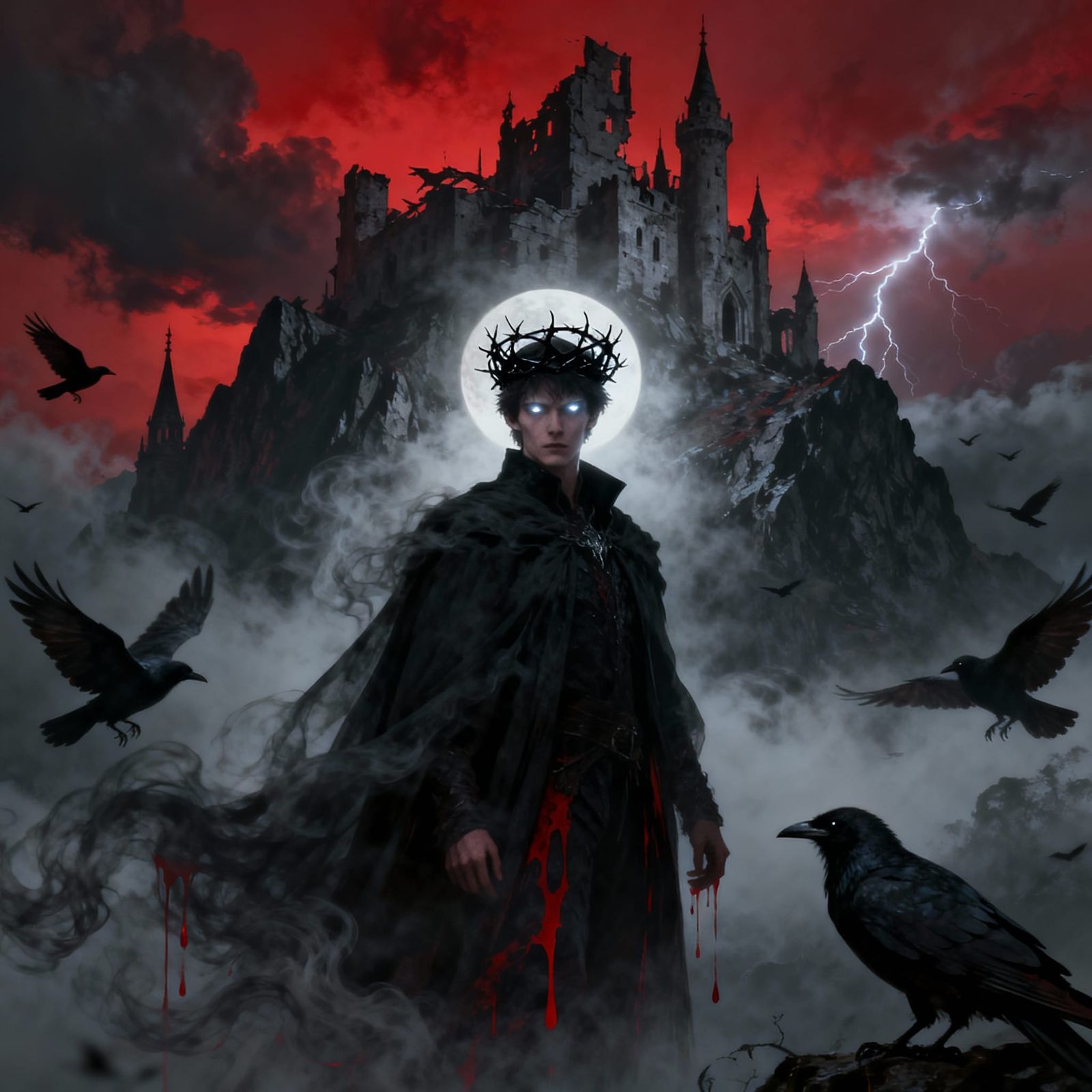 Dark Prince in Shadowy Mist and Moonlight