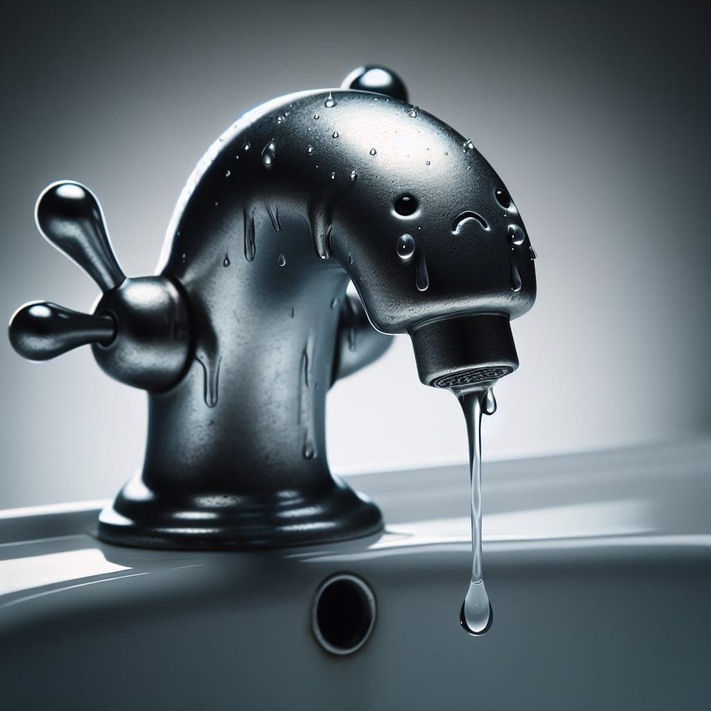 Sad Sink Faucet Dripping Water