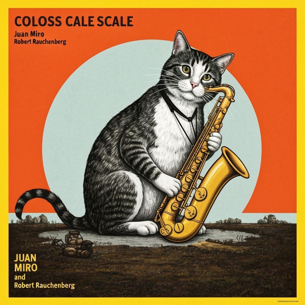 Giant Cat Plays Saxophone in Colossal Jazz Artwork