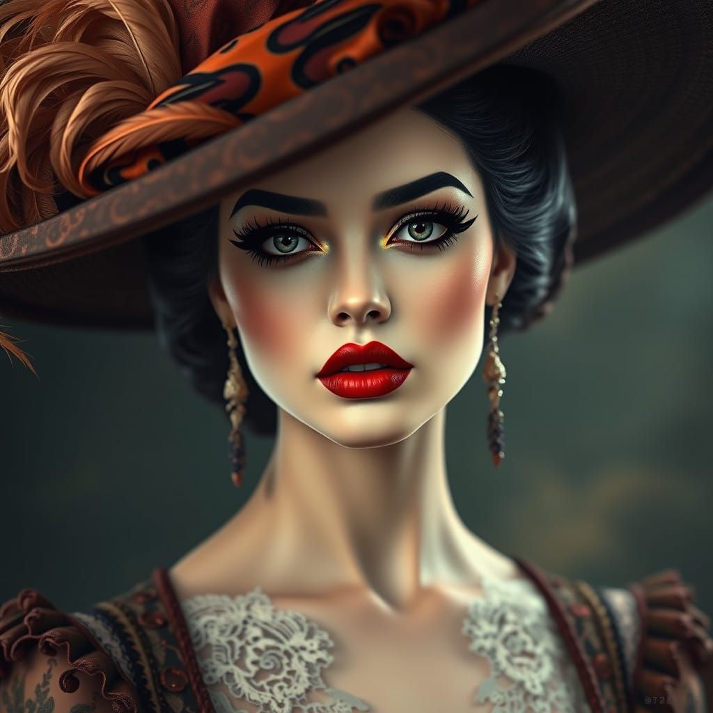 Woman in Elegant, Whimsical Fantasy Attire