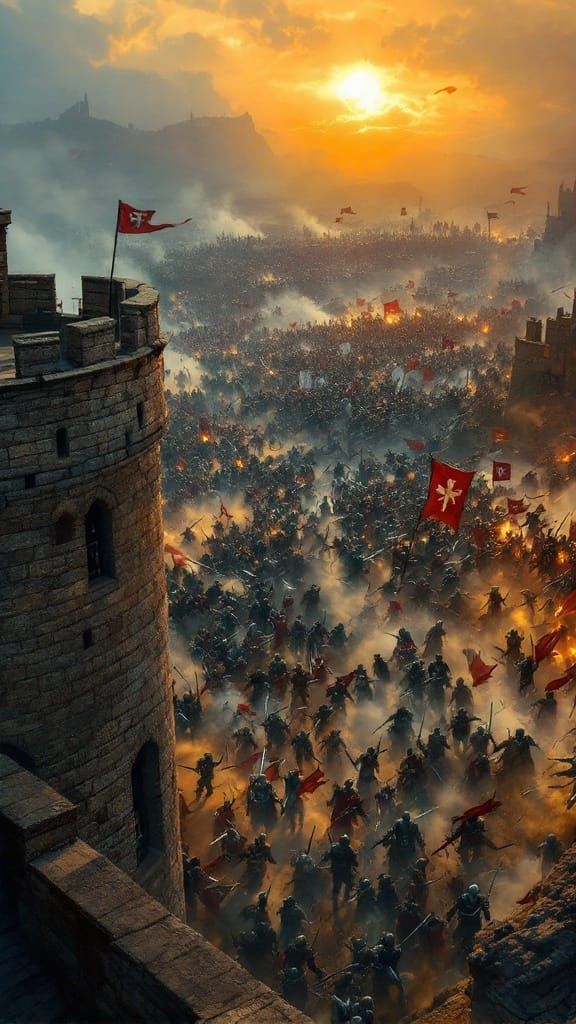 Medieval Castle Siege in a Frenzied Battlefield Landscape