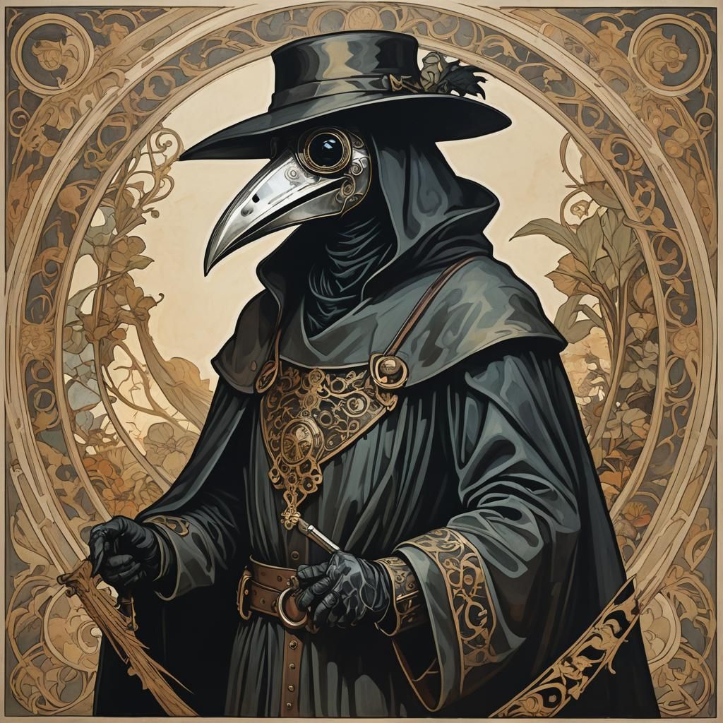 Plague Doctor in Alphonse Mucha Style