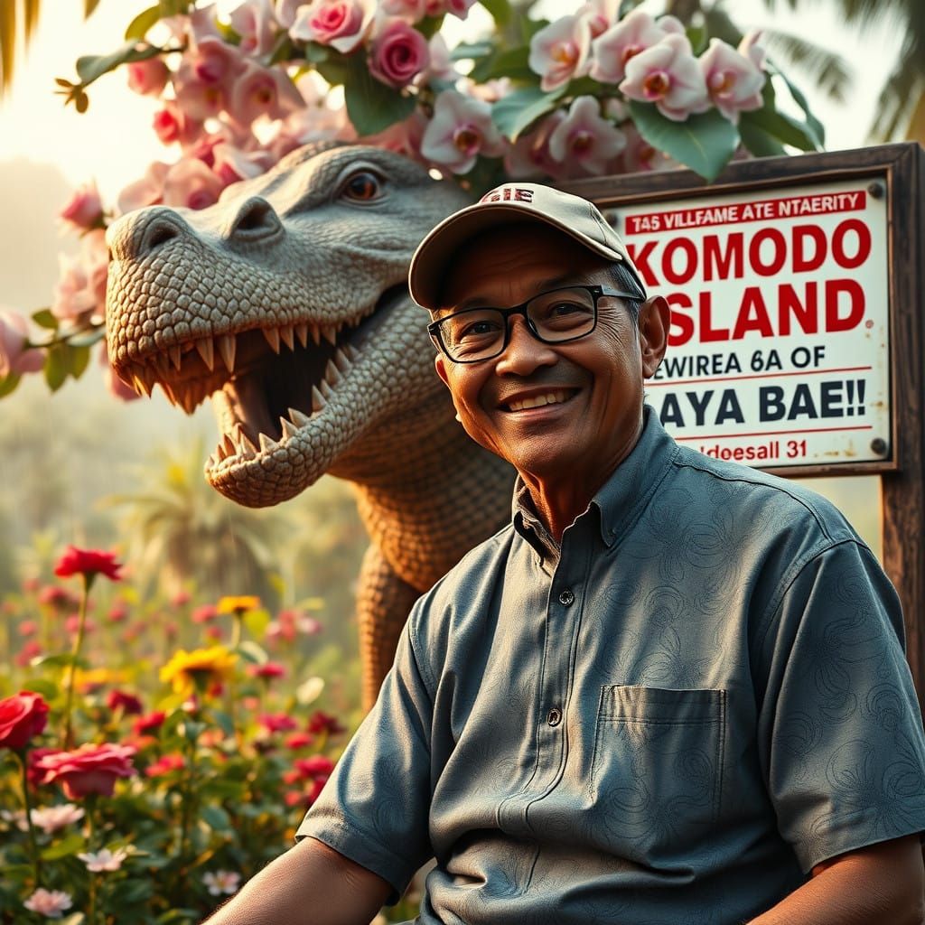 Majestic Komodo Encounter in Indonesian Landscape