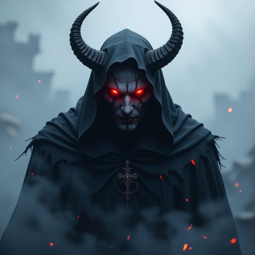 Hyper-Realistic Blood Demon in a Dark Fantasy Landscape