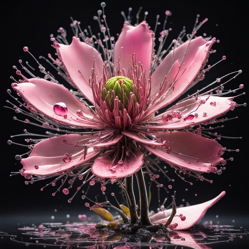 Crystal Fairy Flower in Hyperrealistic Splash Art