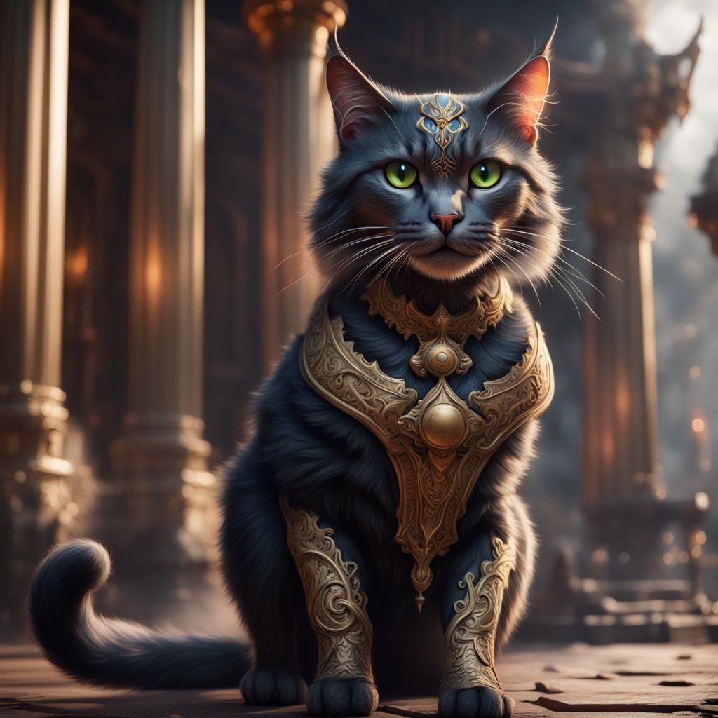 Awesome Cat in Detailed Matte Painting Style