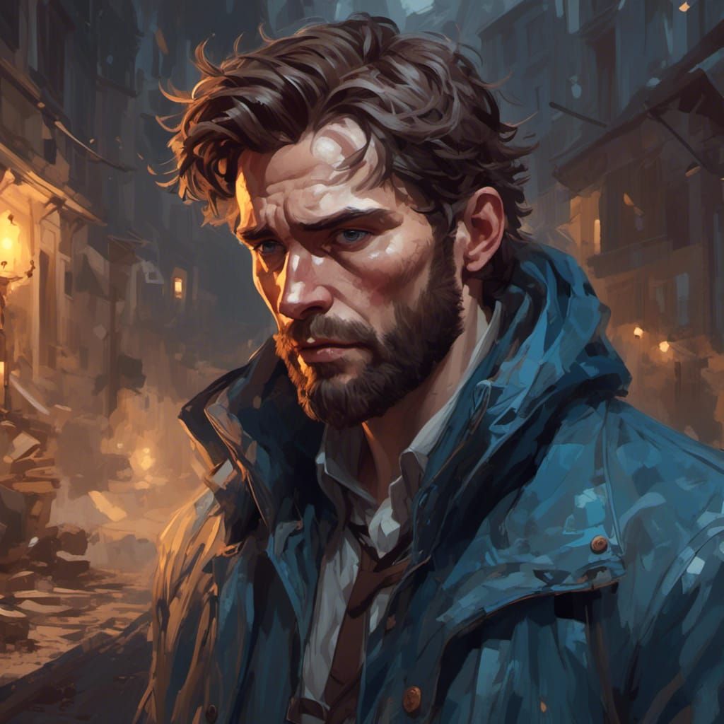 Man Struggling with Addiction: Detailed Digital Portrait