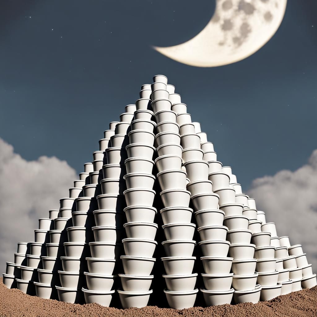 Coffee Cups Stacked to the Moon