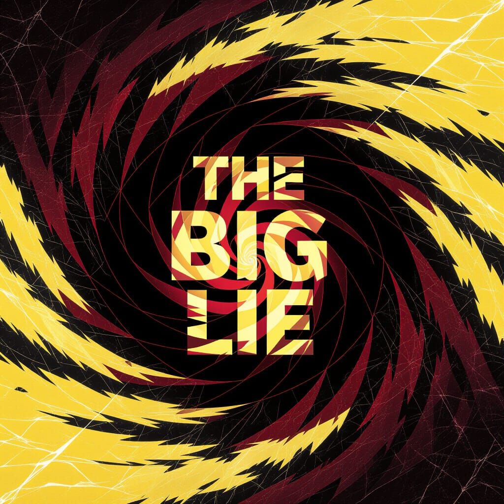 Abstract Depiction of 'The Big Lie' in Crimson and Black